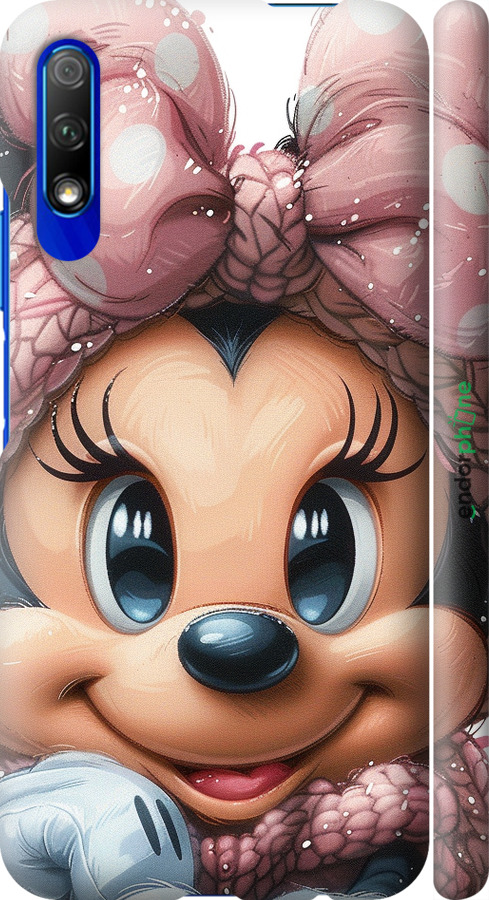 3D пластиковий матовий чехол Мінні Маус з бантиком для Huawei Honor 9X - 6055m-1746 изображение 