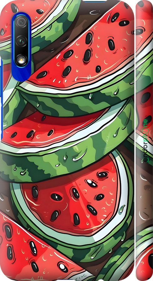 3D пластиковий матовий чехол Кавун для Huawei Honor 9X - 6315m-1746 изображение 