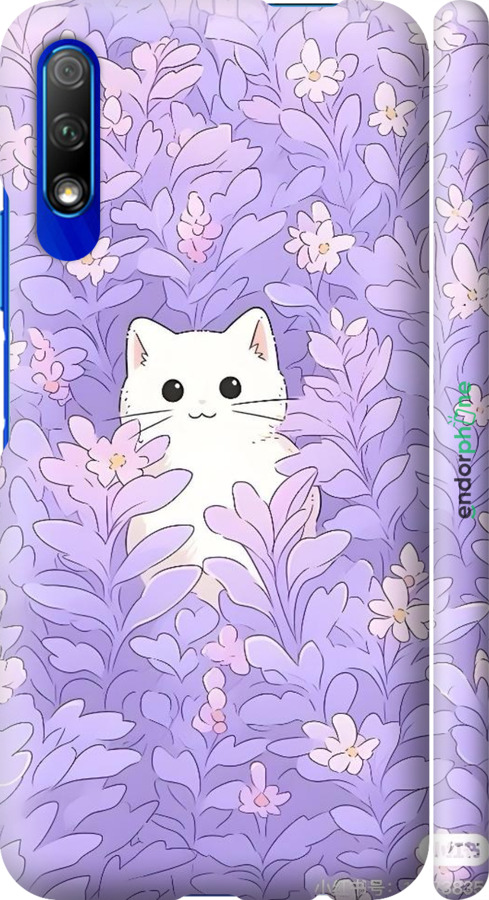 3D пластиковый матовый чехол Котик в цветах для Huawei Honor 9X - 6390m-1746 изображение 