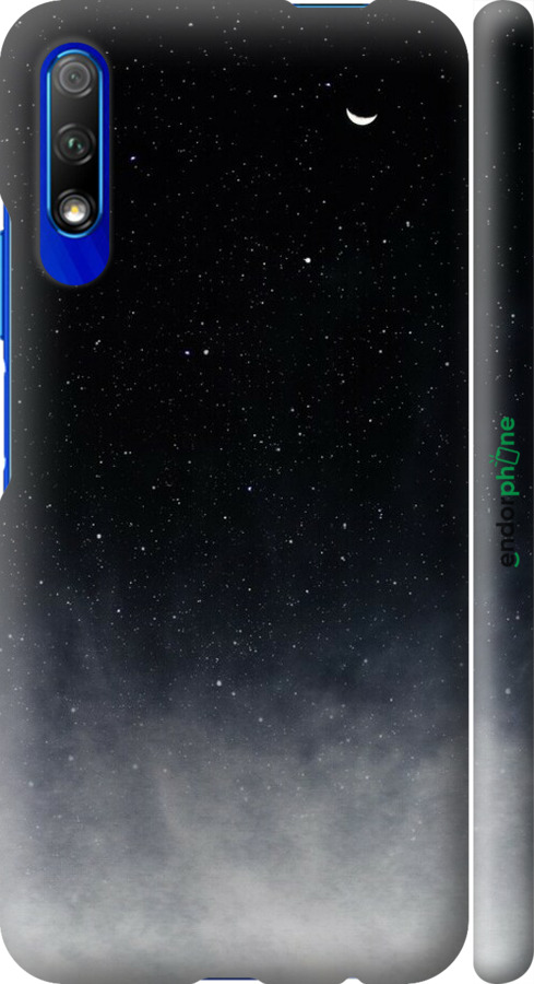 3D пластиковий матовий чехол Голубые облака, Голубая луна для Huawei Honor 9X - 6396m-1746 изображение 