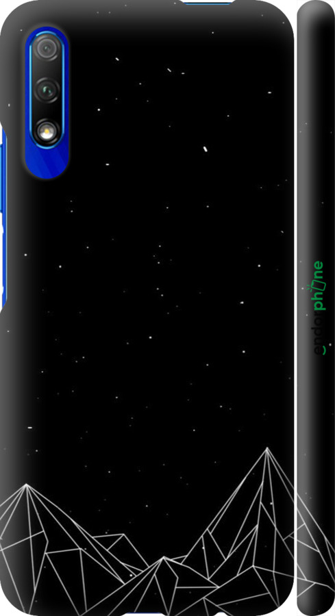 3D пластиковый матовый чехол Черно белые абстрактные горы для Huawei Honor 9X - 6437m-1746 изображение 