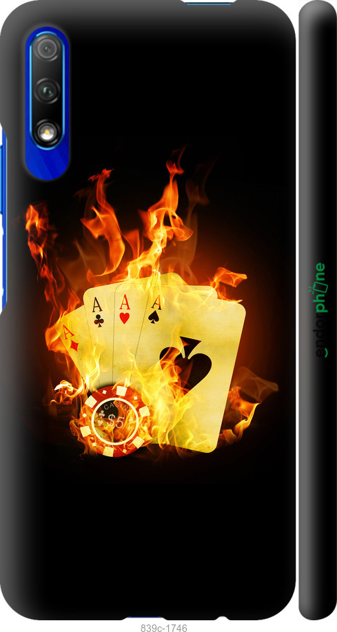 3D пластиковий матовий чехол Палаючі карти  для Huawei Honor 9X - 839m-1746 изображение 