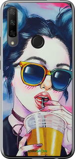 Силіконовий чехол Арт-дівчина в окулярах для Huawei Honor 9X - 3994u-1746 изображение 