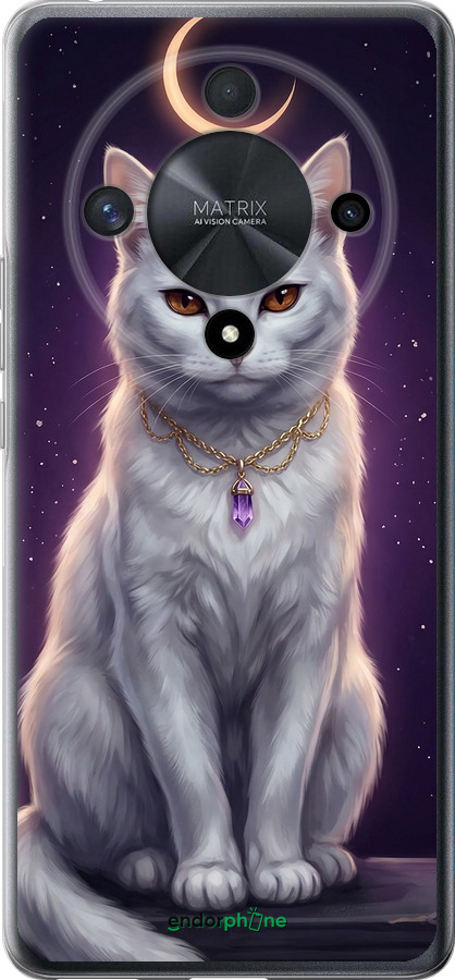 Силиконовый чехол Mystic White Cat Gothic Dark Purple Gold для Huawei Honor Magic6 Lite - 6805u-3685 изображение 