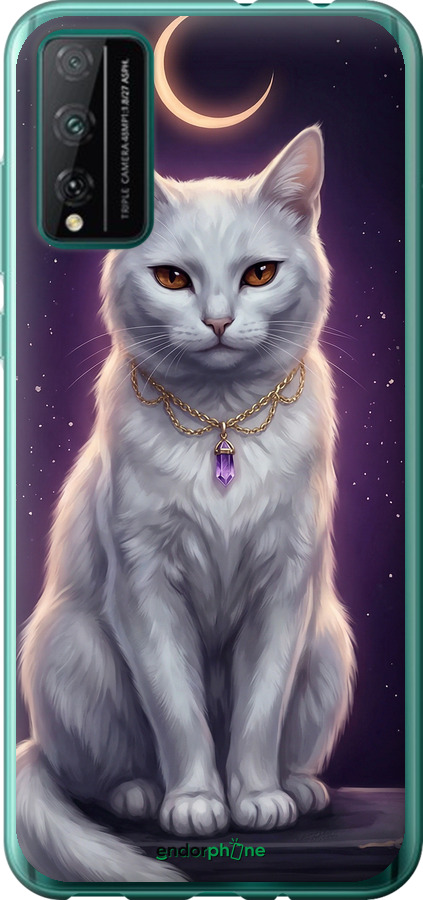 Силиконовый чехол Mystic White Cat Gothic Dark Purple Gold для Huawei Honor Play 4T Pro - 6805u-1914 изображение 