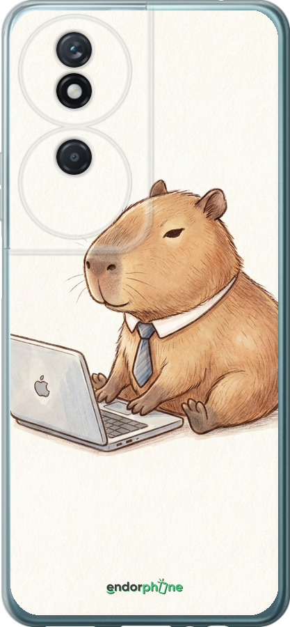 Силиконовый чехол Funny Capybara CEO Working для Huawei Honor Play 50 Plus - 6777u-3399 изображение 