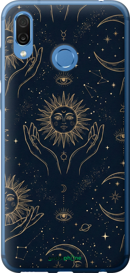 2D пластиковий чехол Celestial Harmony: Sun & Moon Gold Mystic Pattern для Huawei Honor Play - 6778t-1533 изображение 