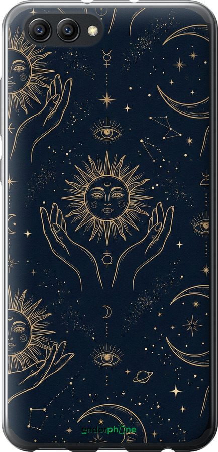Силиконовый чехол Celestial Harmony: Sun & Moon Gold Mystic Pattern для Huawei Honor V10 / View 10 - 6778u-1579 изображение 