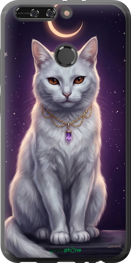 Силиконовый чехол Mystic White Cat Gothic Dark Purple Gold для Huawei Honor V9 / Honor 8 Pro - 6805u-1246 изображение 