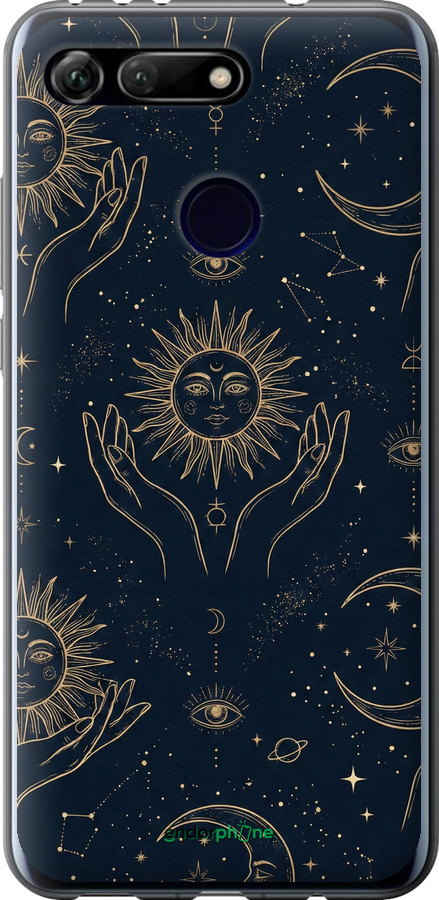 Силіконовий чехол Celestial Harmony: Sun & Moon Gold Mystic Pattern для Huawei Honor View 20 - 6778u-1645 изображение 