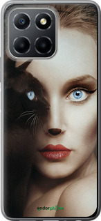 Силиконовый чехол Взгляд женщины и кошки для Huawei honor X6 - 4041u-3341 изображение 