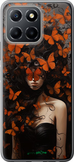 Силиконовый чехол Девушка с оранжевыми бабочками для Huawei Honor X8 5G - 5941u-4149 изображение 