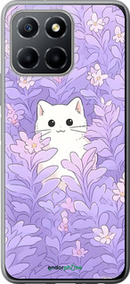 Силиконовый чехол Котик в цветах для Huawei Honor X8 5G - 6390u-4149 изображение 