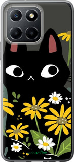 Силиконовый чехол Черный кот с цветами для Huawei honor X6 - 6448u-3341 изображение 