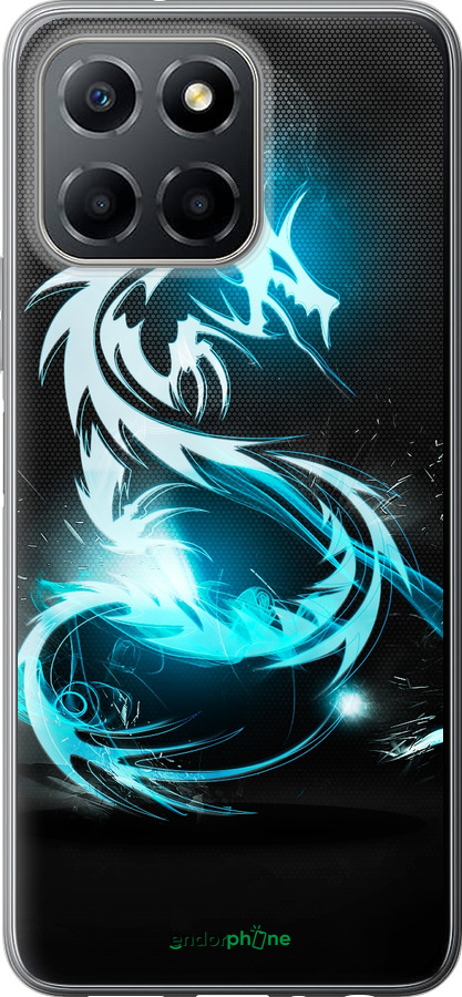 Силиконовый чехол Бело-голубой огненный дракон для Huawei honor X6 - 113u-3341 изображение 