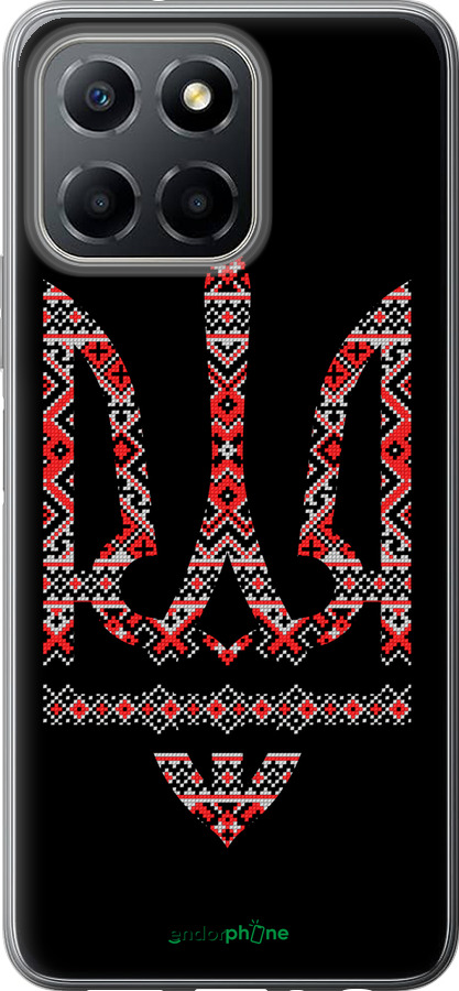 Силиконовый чехол Герб - вышиванка на черном фоне для Huawei Honor X8 5G - 1196u-4149 изображение 