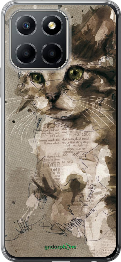 Силиконовый чехол Котёнок из пятен и линий для Huawei honor X6 - 119u-3341 изображение 