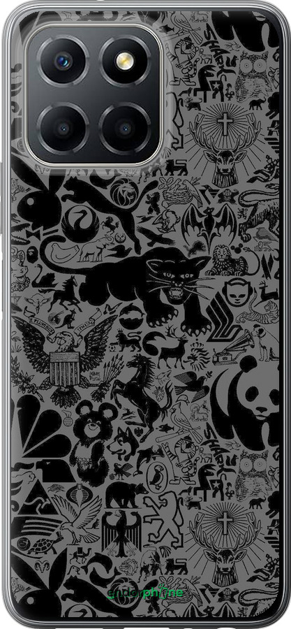 Силіконовий чехол Чорно-сірий стікер бомбінг для Huawei Honor X8 5G - 2432u-4149 изображение 