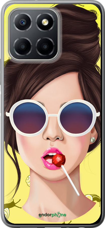 Силиконовый чехол Девушка с чупа-чупсом для Huawei Honor X8 5G - 3979u-4149 изображение 