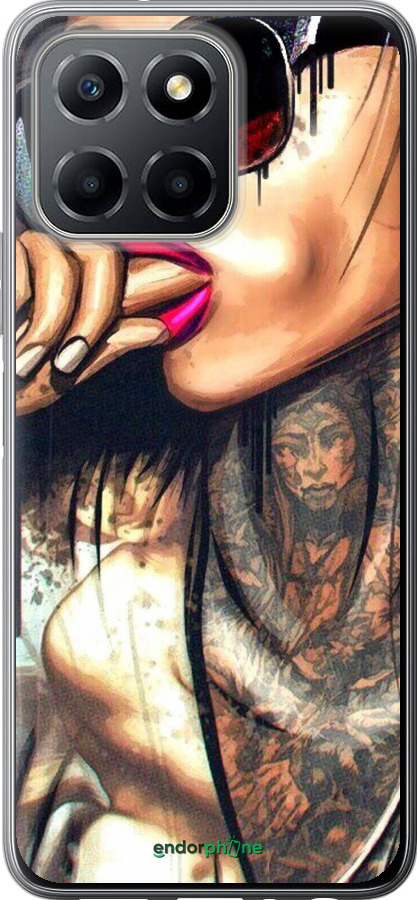 Силиконовый чехол Девушка в тату для Huawei honor X6 - 4001u-3341 изображение 