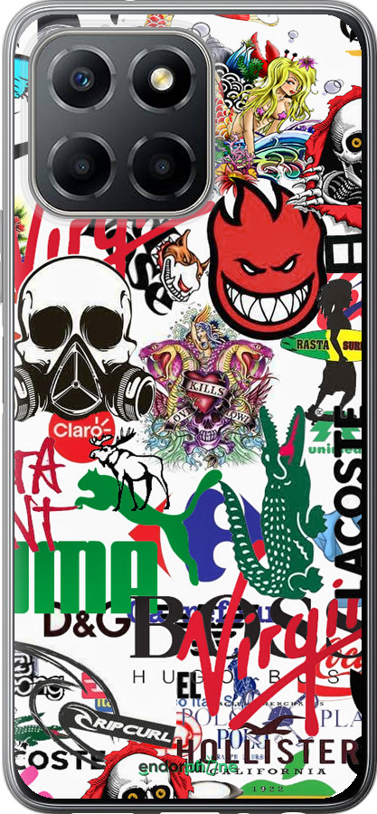 Силиконовый чехол Many different logos для Huawei Honor X8 5G - 4022u-4149 изображение 