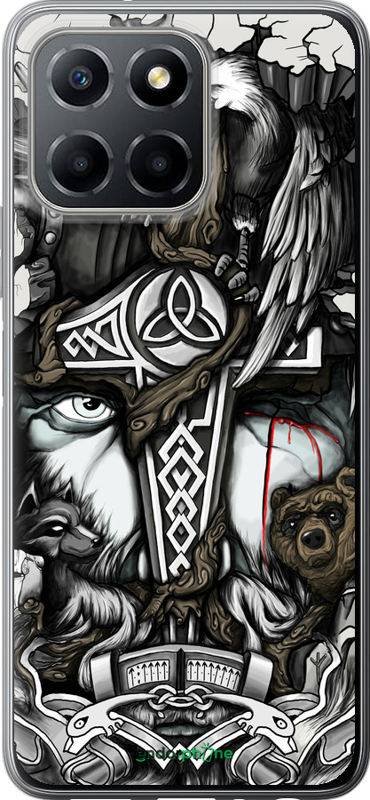 Силиконовый чехол Тату Викинг для Huawei Honor X8 5G - 4098u-4149 изображение 