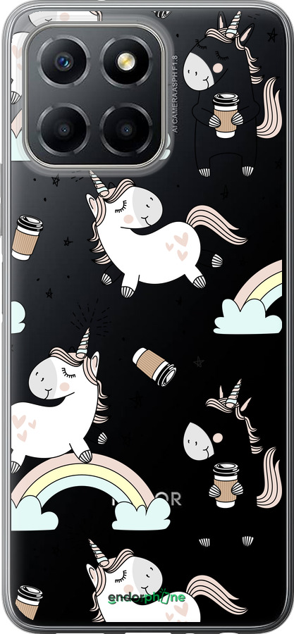 Силиконовый чехол Единорог и кофе для Huawei honor X6 - 4661u-3341 изображение 