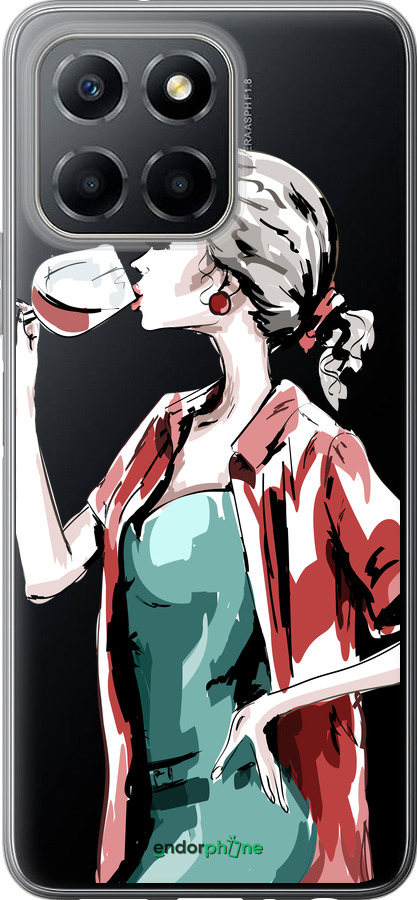 Силиконовый чехол Девушка с бокалом для Huawei honor X6 - 4662u-3341 изображение 