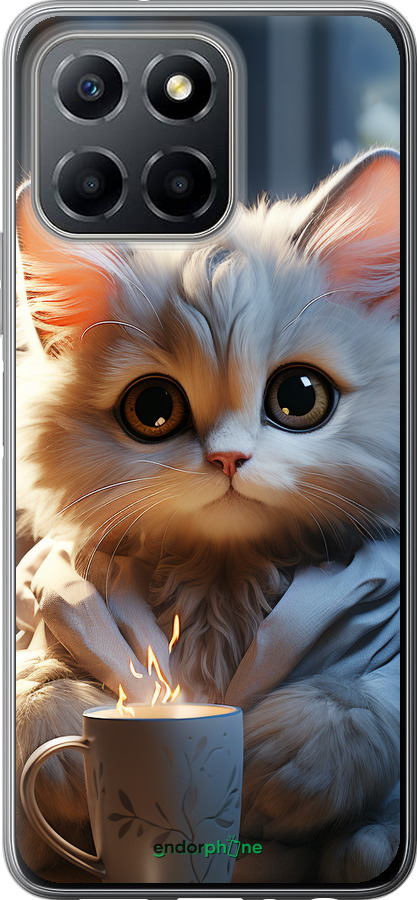 Силіконовий чехол Білий кіт для Huawei Honor X8 5G - 5646u-4149 изображение 
