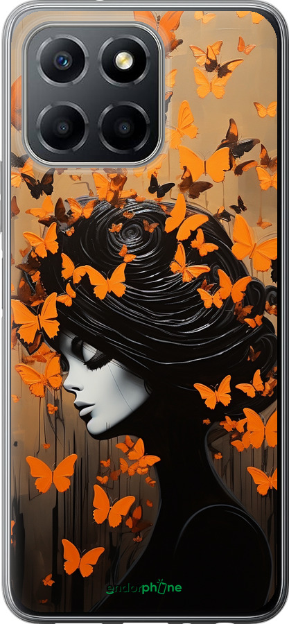 Силиконовый чехол Чехол для телефона Девушка с оранжевыми бабочками для Huawei honor X6 - 5940u-3341 изображение 