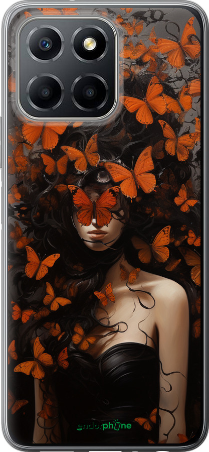 Силиконовый чехол Девушка с оранжевыми бабочками для Huawei Honor X8 5G - 5941u-4149 изображение 
