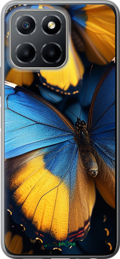 Силиконовый чехол Желто-голубые бабочки для Huawei Honor X8 5G - 6046u-4149 изображение 