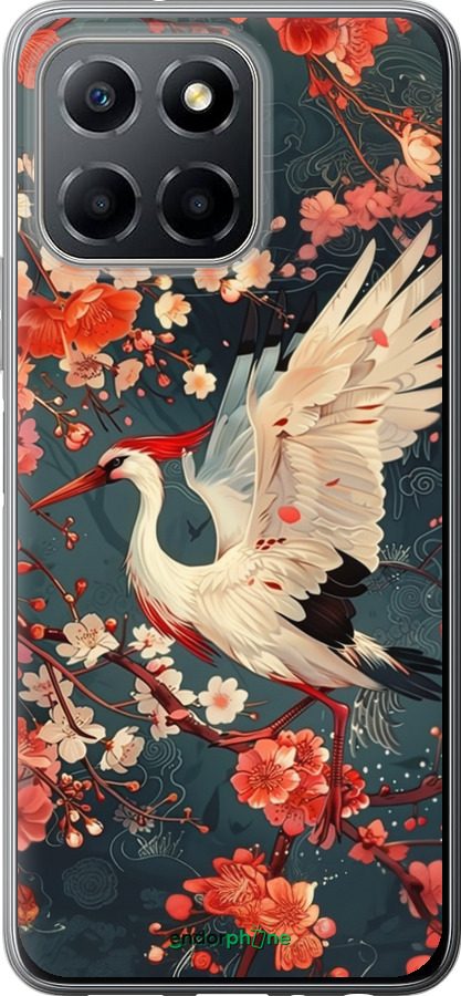 Силиконовый чехол Сакура и аист для Huawei honor X6 - 6108u-3341 изображение 