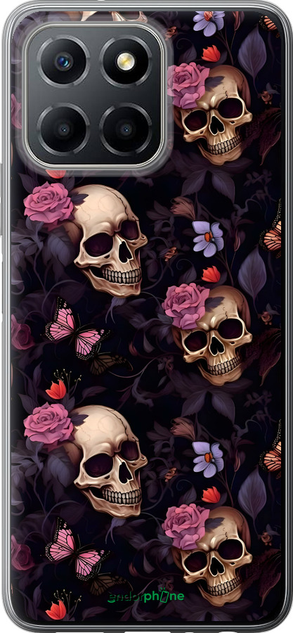 Силиконовый чехол Черепа и розы для Huawei honor X6 - 6316u-3341 изображение 