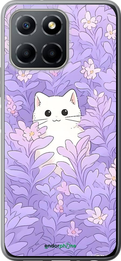 Силиконовый чехол Котик в цветах для Huawei Honor X8 5G - 6390u-4149 изображение 