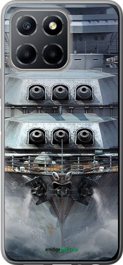Силиконовый чехол Линкор, world of tanks, wargaming, военный корабль для Huawei Honor X8 5G - 6453u-4149 изображение 