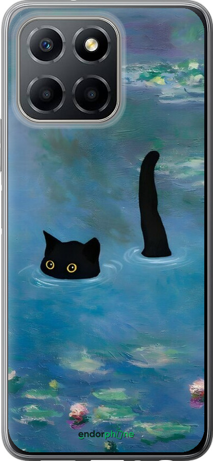 Силиконовый чехол С изображением кота и водяной лилии Monet для Huawei Honor X8 5G - 6519u-4149 изображение 