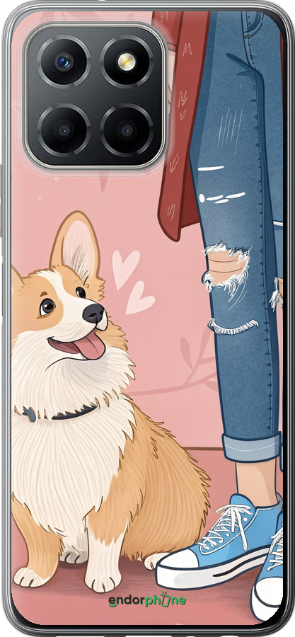 Силиконовый чехол Корги 3 для Huawei Honor X8 5G - 6707u-4149 изображение 