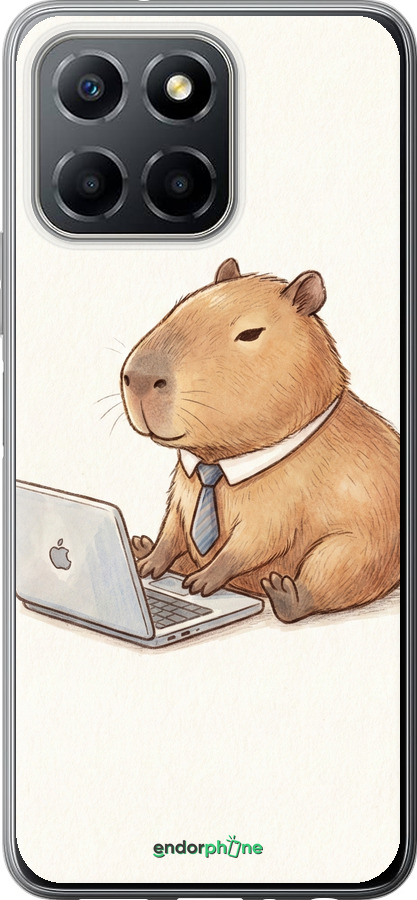 Силиконовый чехол Funny Capybara CEO Working для Huawei Honor X8 5G - 6777u-4149 изображение 