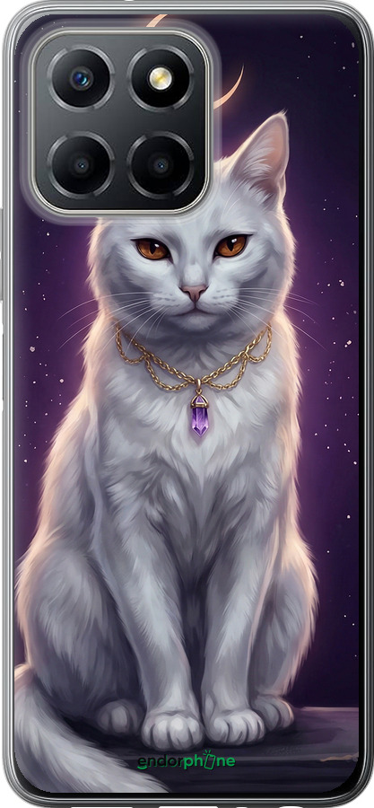 Силиконовый чехол Mystic White Cat Gothic Dark Purple Gold для Huawei honor X6 - 6805u-3341 изображение 