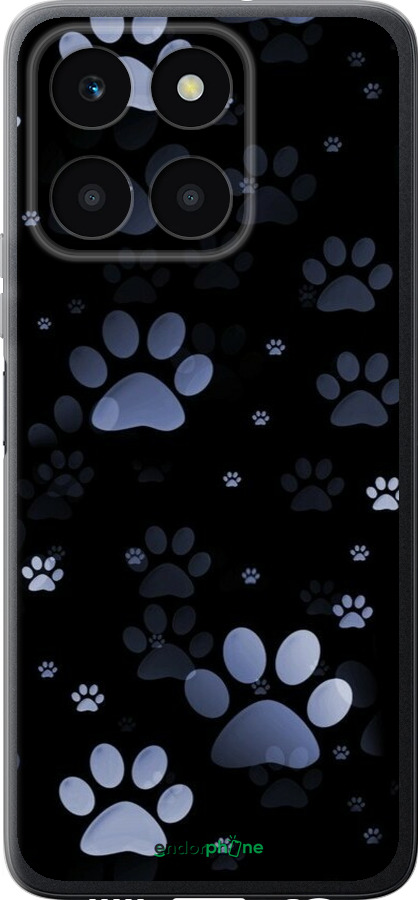 Силиконовый чехол С синими отпечатками лап для Huawei honor X6A - 6441u-3340 изображение 