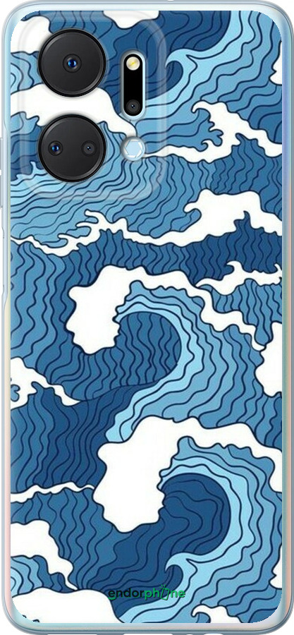 Силиконовый чехол Абстрактный рисунок морских волн для Huawei Honor X7A - 6538u-2981 изображение 