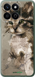 Силиконовый чехол Котёнок из пятен и линий для Huawei Honor X7c - 119u-3874 изображение 