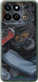 Силиконовый чехол gamer cat для Huawei Honor Play 60 Plus - 4140u-4109 изображение 