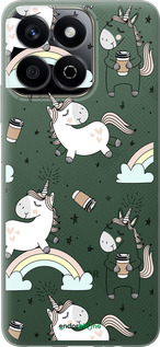 Силиконовый чехол Единорог и кофе для Huawei Honor X7c - 4661u-3874 изображение 