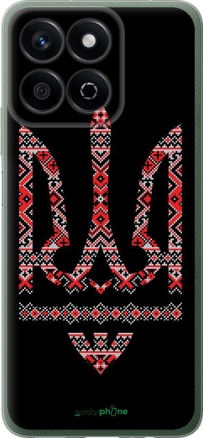 Силиконовый чехол Герб - вышиванка на черном фоне для Huawei Honor X7c - 1196u-3874 изображение 