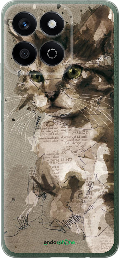 Силиконовый чехол Котёнок из пятен и линий для Huawei Honor X7c - 119u-3874 изображение 