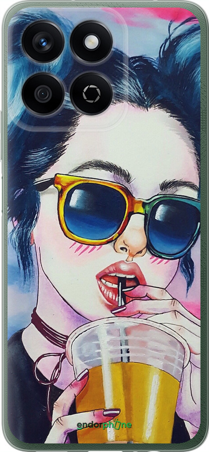 Силиконовый чехол Арт-девушка в очках для Huawei Honor X7c - 3994u-3874 изображение 