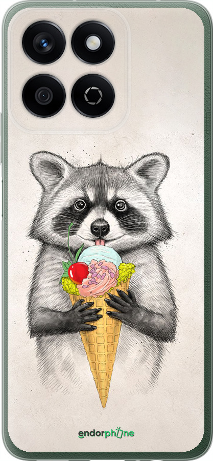 Силиконовый чехол Енотик с мороженым для Huawei Honor X7c - 4602u-3874 изображение 