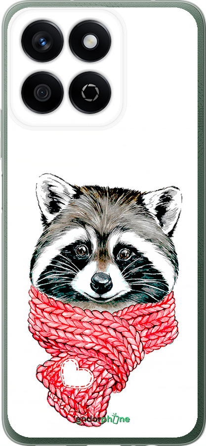 Силиконовый чехол Енот в шарфе для Huawei Honor Play 60 Plus - 4688u-4109 изображение 